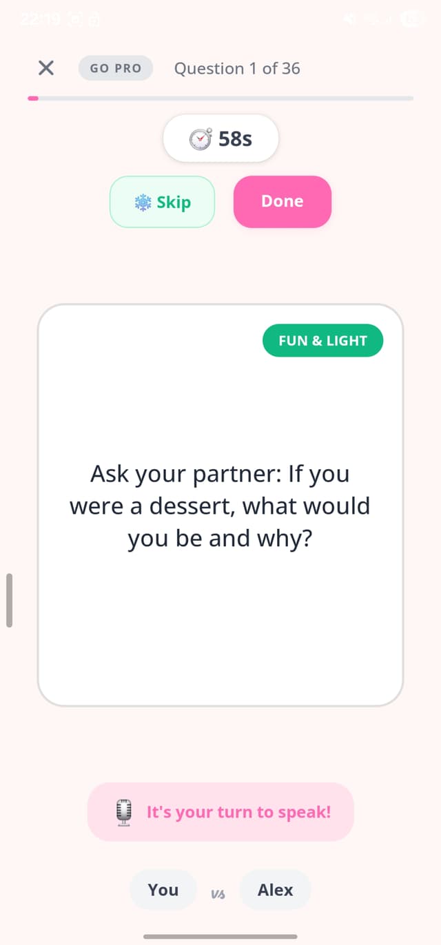 DatePlay Question View